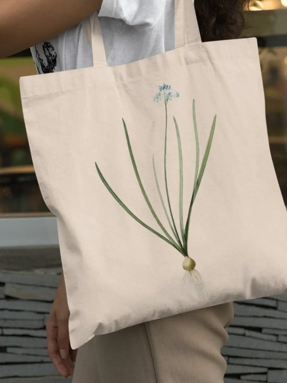 Mediterranean Squill Vintage Floral Print Graphic Canvas Tote Bag
